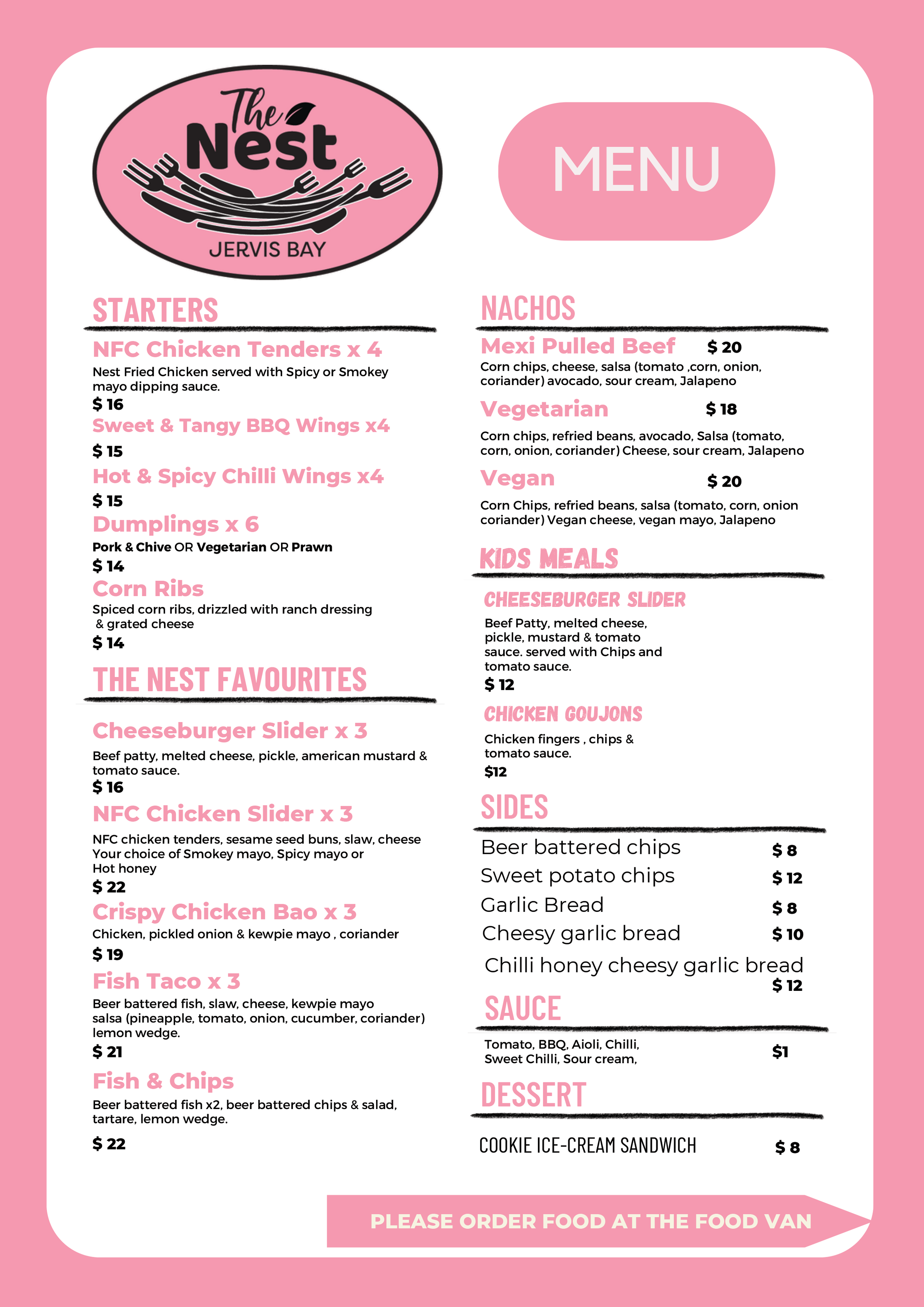 The online nest menu